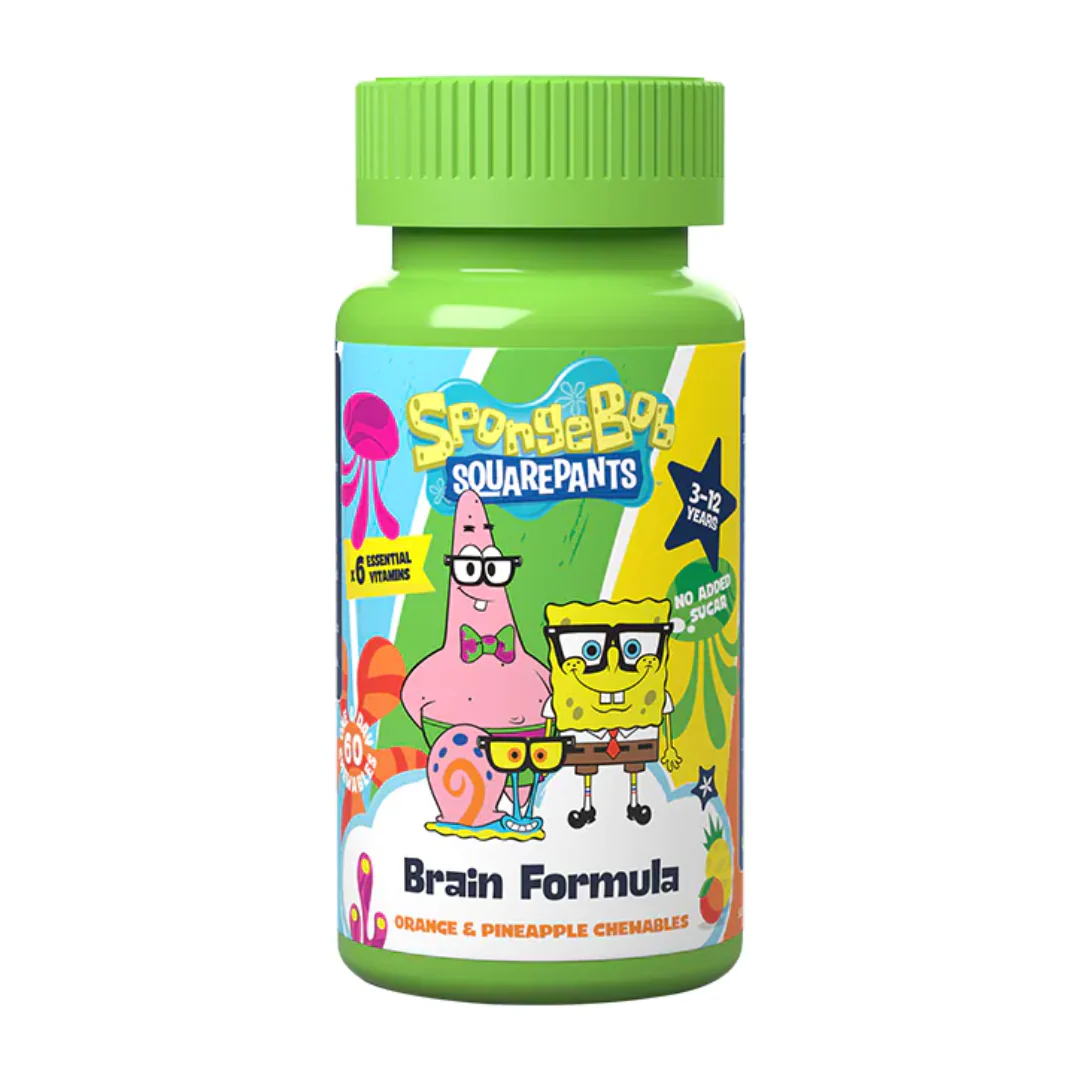 SpongeBob SquarePants Nickelodeon Brain Formula Orange & Pineapple 60 Chewables