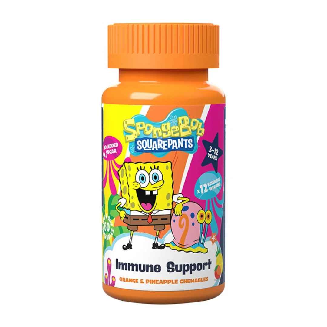 SpongeBob SquarePants Nickelodeon Immune Support Orange & Pineapple 60 Chewables