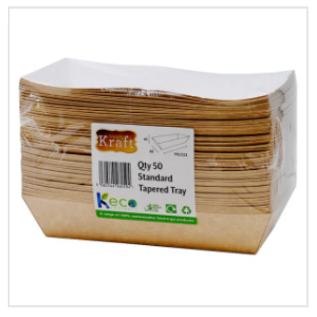 Simply Kraft 50 Standard Tapered Tray 190 x 85 x 45mm x Case of 1