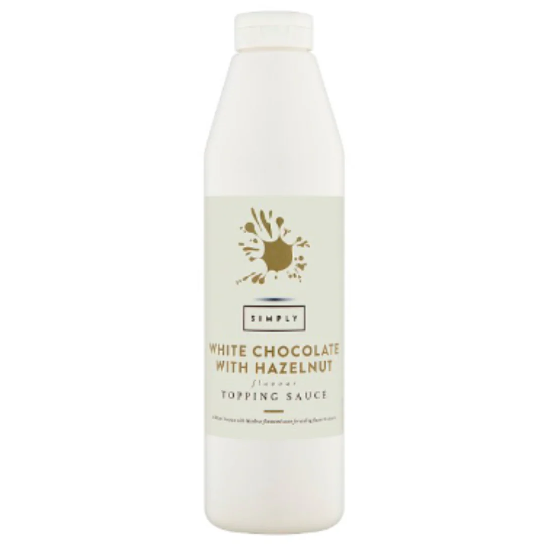Simply White Chocolate with Hazelnut Flavour Topping Sauce 1000g x 6