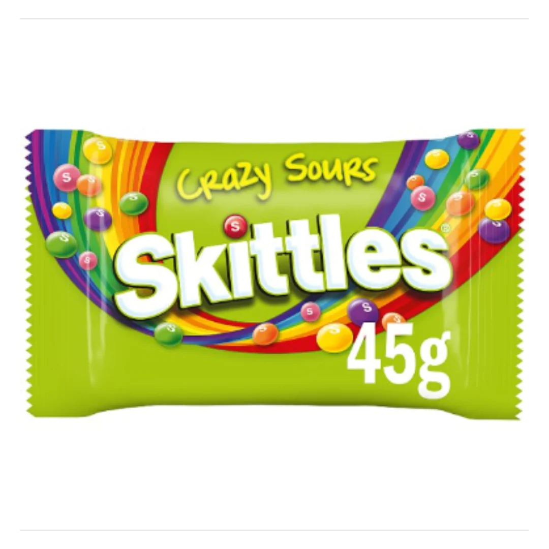 Skittles Crazy Sours Sweets Bag 45g x Case of 36