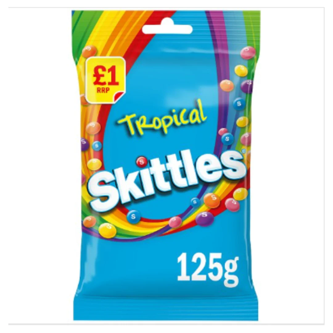 Skittles Tropical Sweets Treat Bag 125g x Case of 12