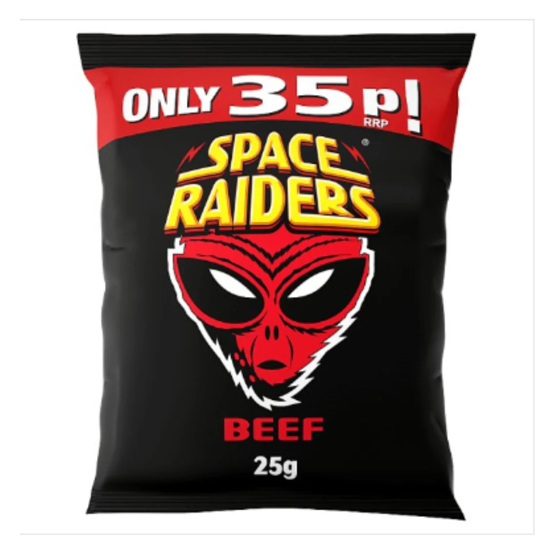 Space Raiders Beef Flavour Cosmic Corn Snacks 25g x Case of 36