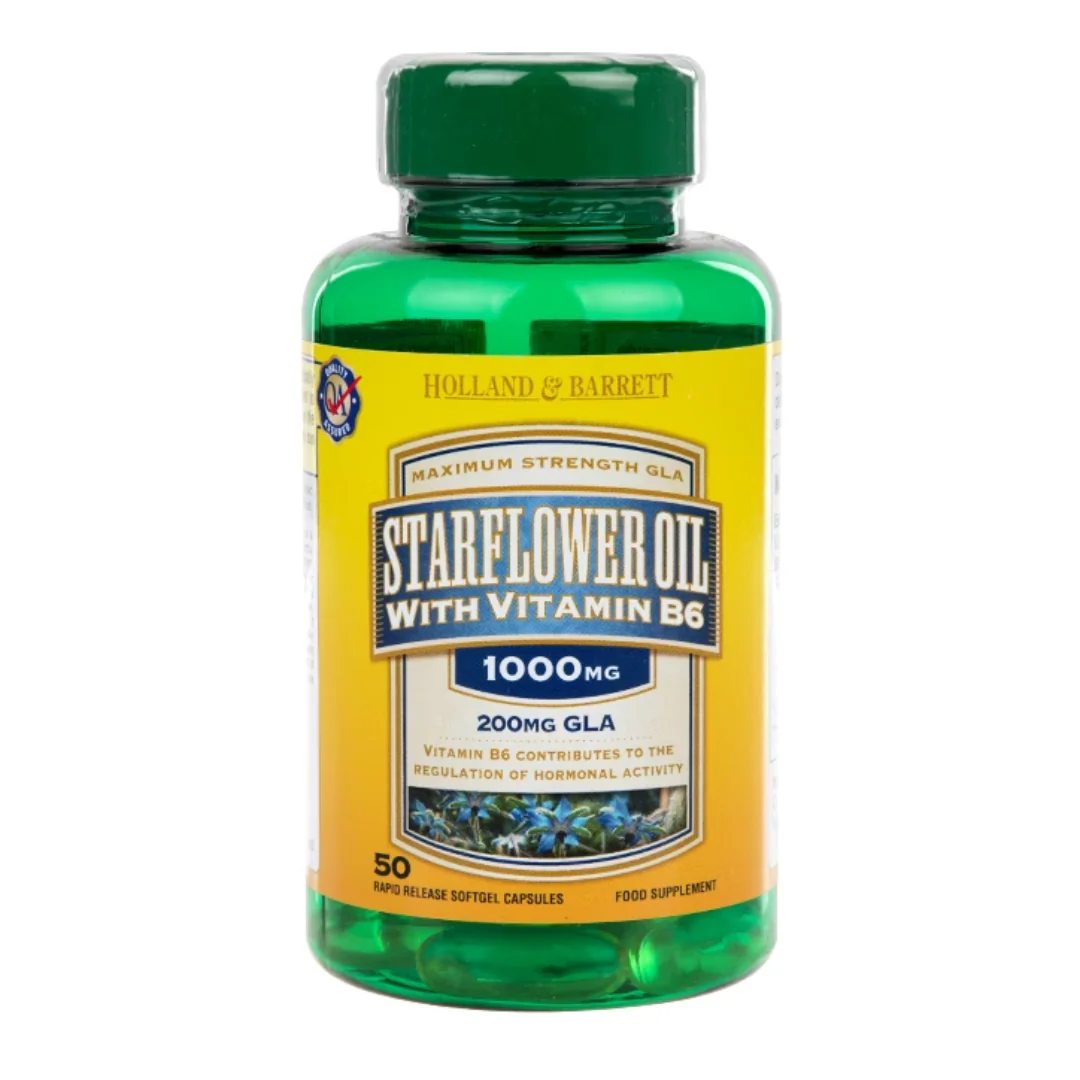 Holland & Barrett Starflower Oil 50 Capsules 1000mg with Vitamin B6