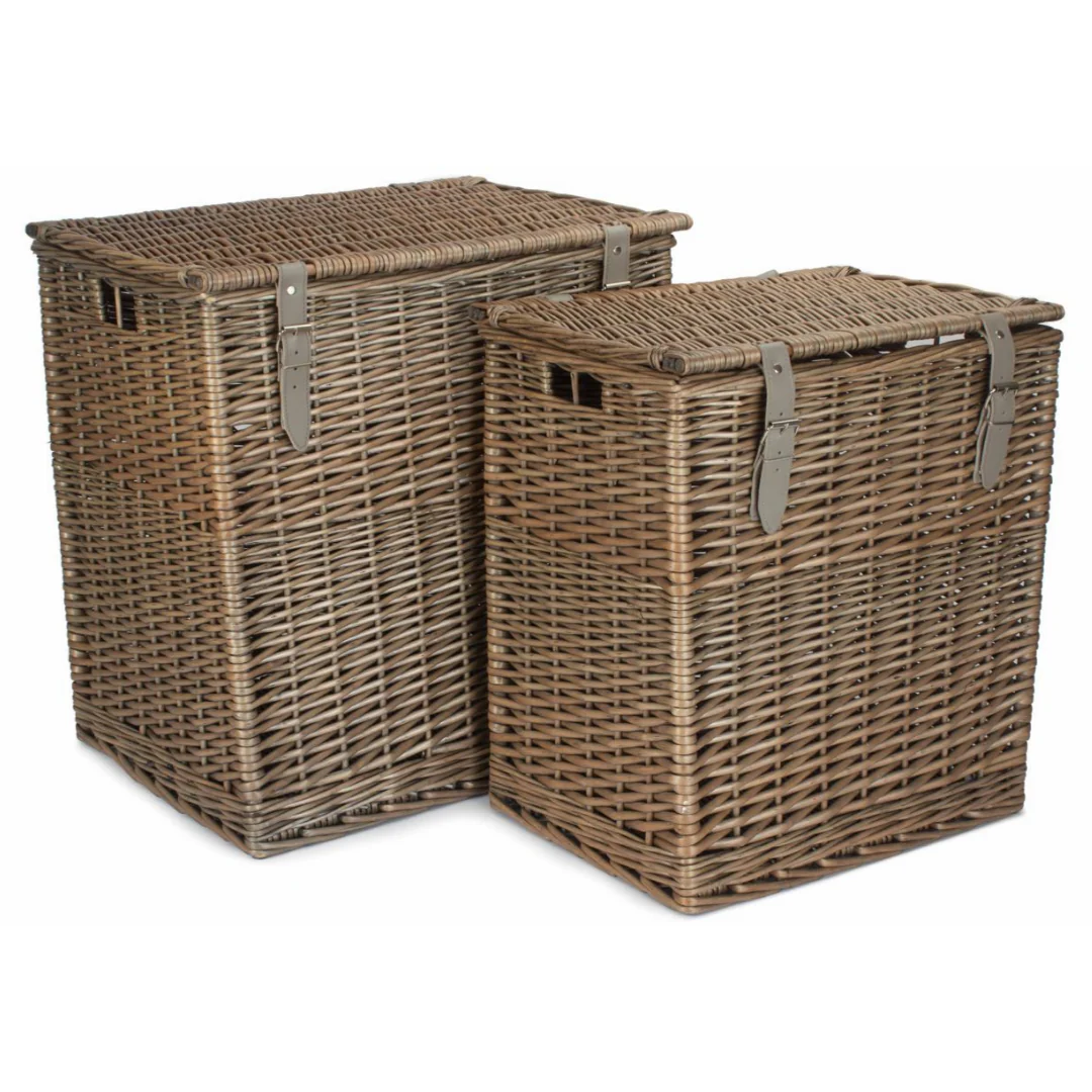 Antique Wash Vintner Storage Hamper Set 2