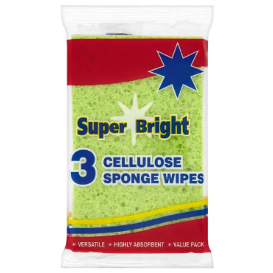 Super Bright 3 Cellulose Sponge Wipes x Case of 5