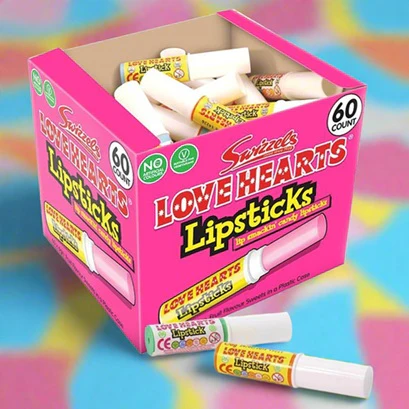 60x Swizzels Love Hearts Lipsticks 6gr