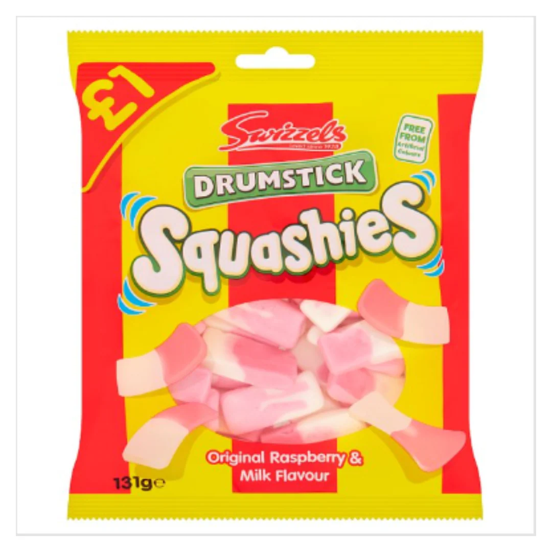 Swizzels Drumstick Squashies Original Raspberry & Milk Flavour x Case of 12