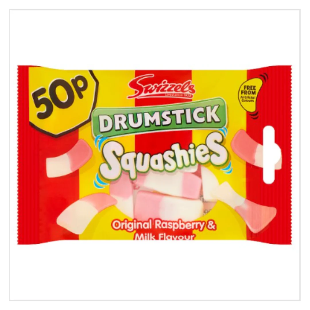 Swizzels Drumstick Squashies Original Raspberry & Milk Flavour x Case of 24