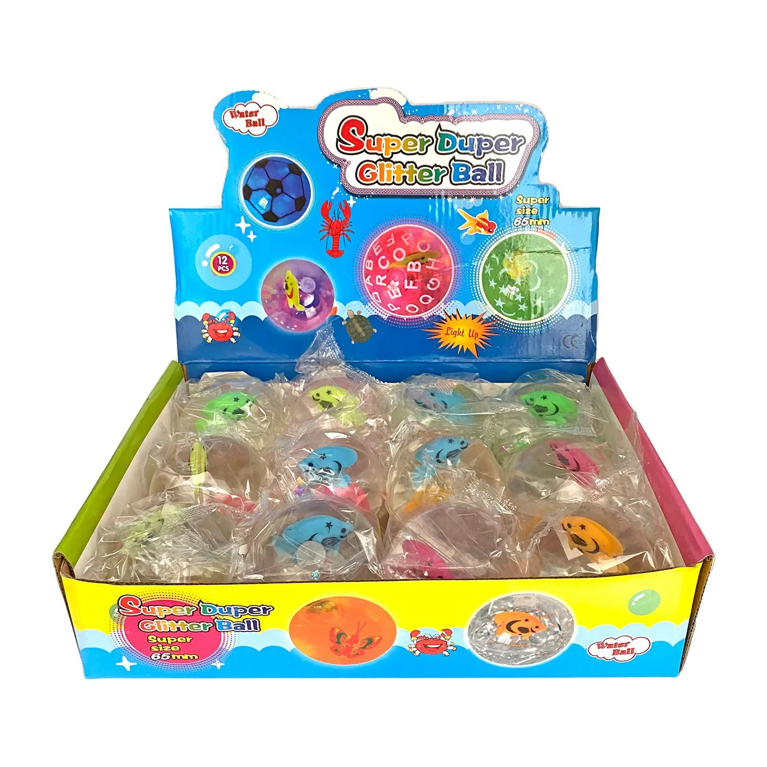 12x Toys Fish Glitter Ball