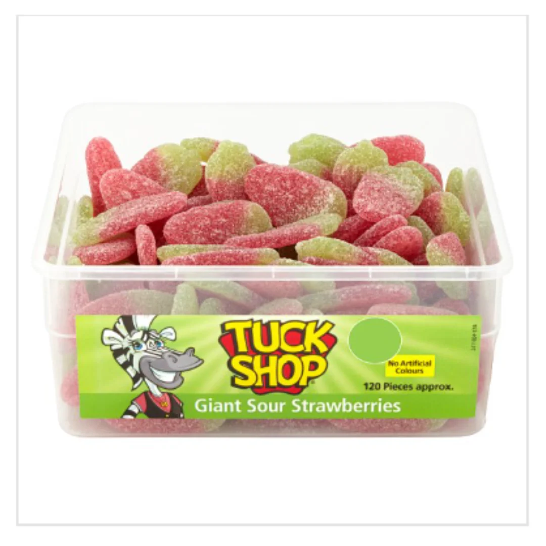 Tuck Shop Giant Sour Strawberries 120 Pieces 960g x Case of 1