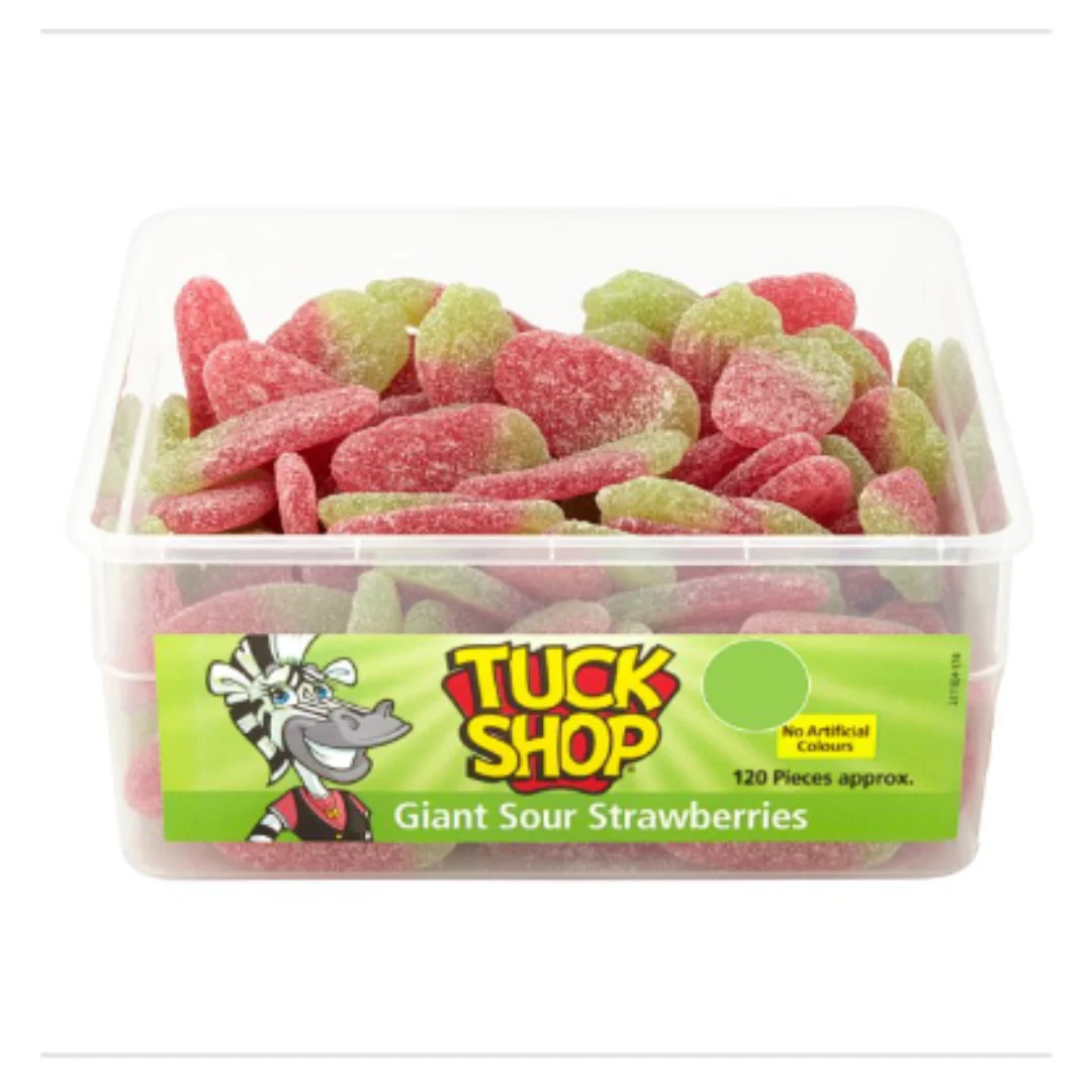 Tuck Shop Giant Sour Strawberries 120 Pieces 960g x Case of 6