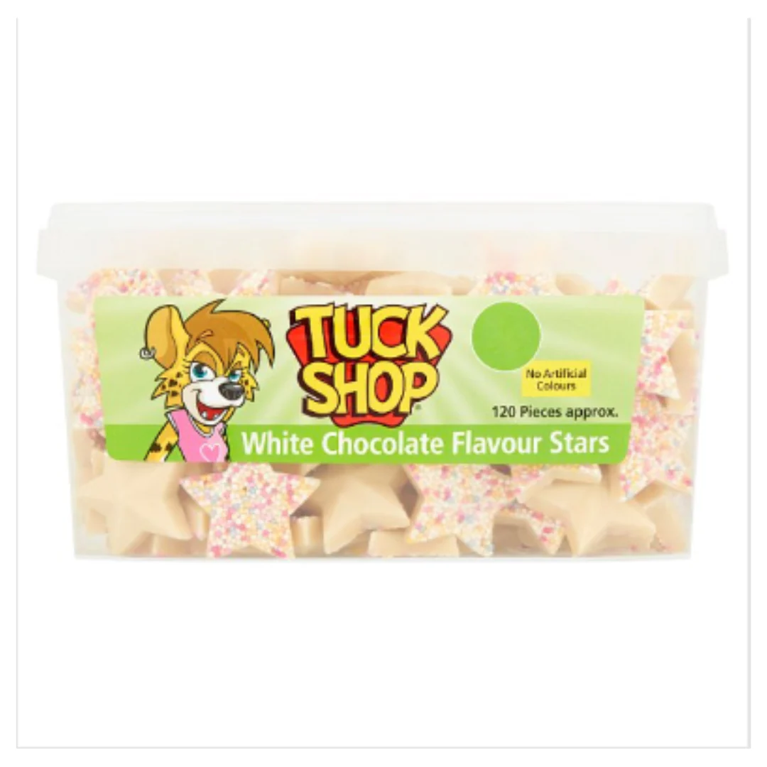 Tuck Shop White Chocolate Flavour Stars 720g x Case of 8