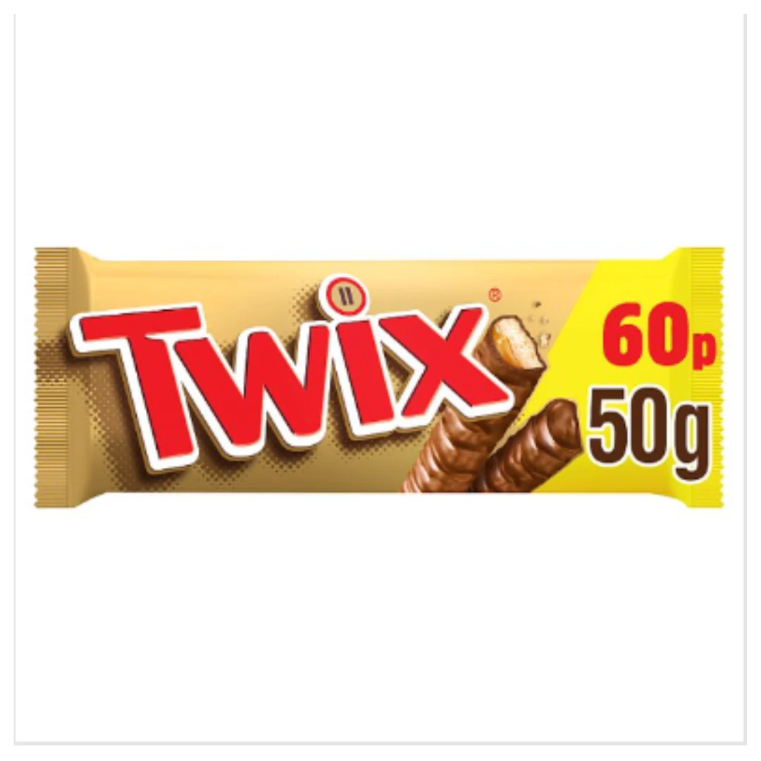 Twix Chocolate Biscuit Twin Bars 50g x Case of 32