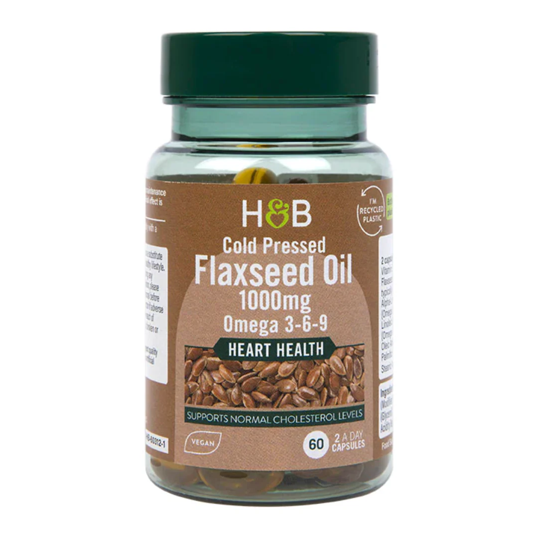 Holland & Barrett Vegan Flaxseed Triple Omega 3-6-9 Oil 1000mg 60 Capsules