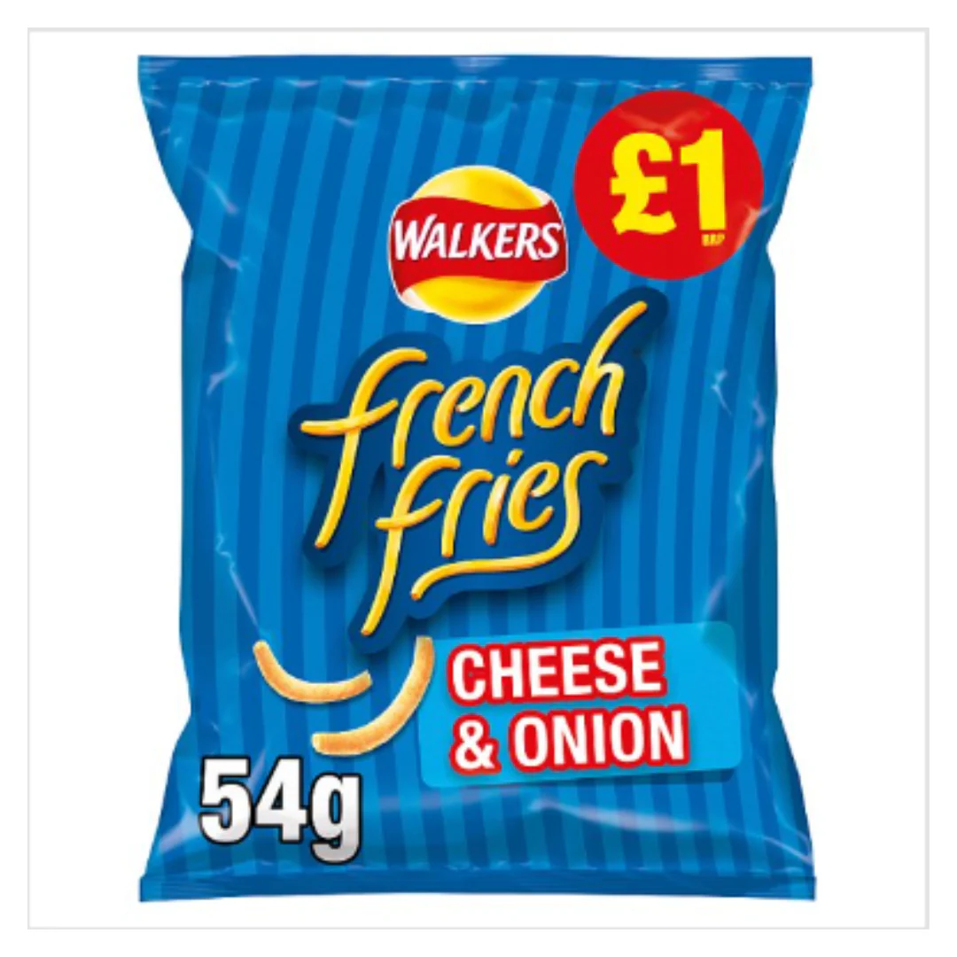 Walkers French Fries Cheese & Onion Snacks 54g x Case of 15