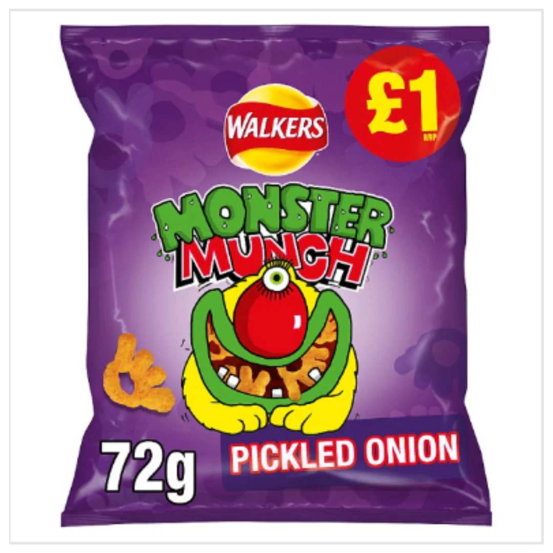 Walkers Monster Munch Pickled Onion Snacks 72g x Case of 15