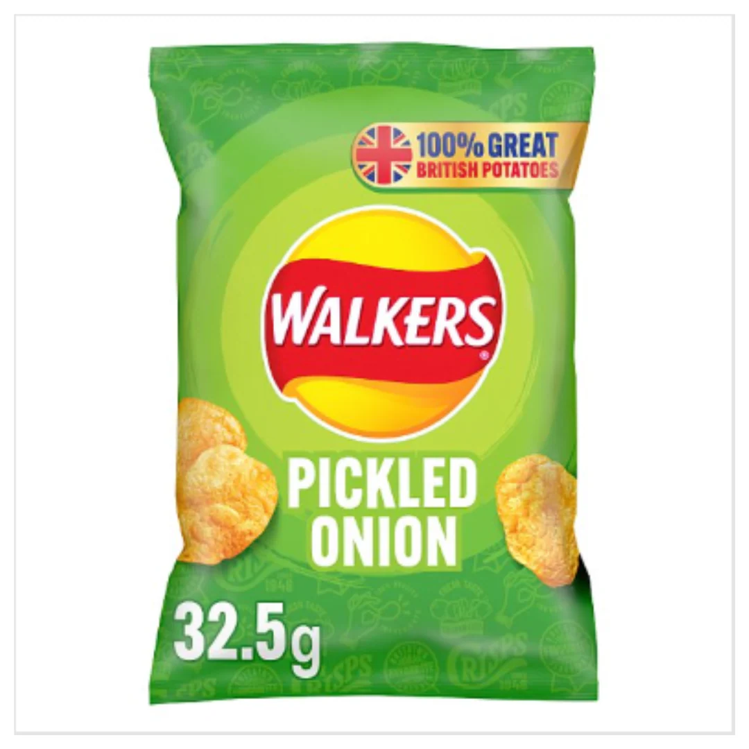 Walkers Pickled Onion Crisps 32.5g x Case of 32