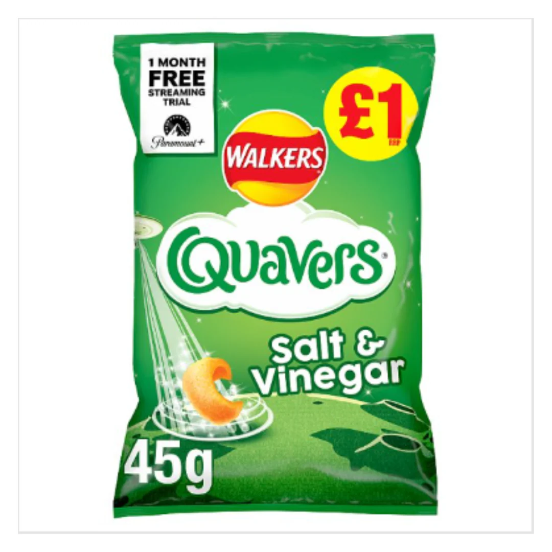 Walkers Quavers Salt & Vinegar Snacks 45g x Case of 15