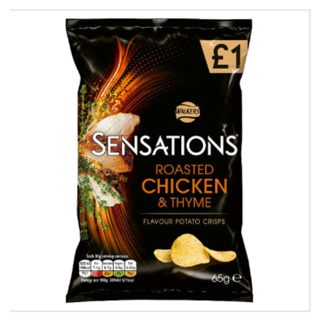 Walkers Sensations Roasted Chicken & Thyme Crisps 65g x Case of 15