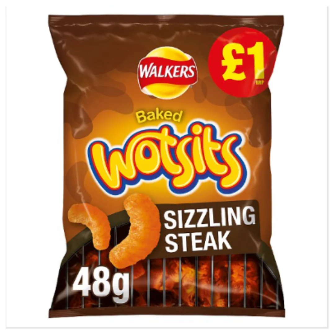 Walkers Wotsits Sizzling Steak Snacks 48g x Case of 15