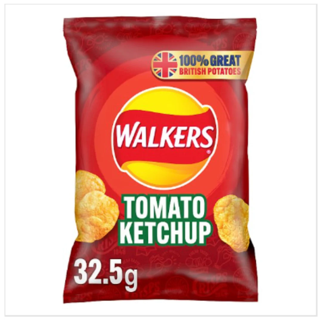 Walkers Tomato Ketchup Crisps 32.5g x Case of 32
