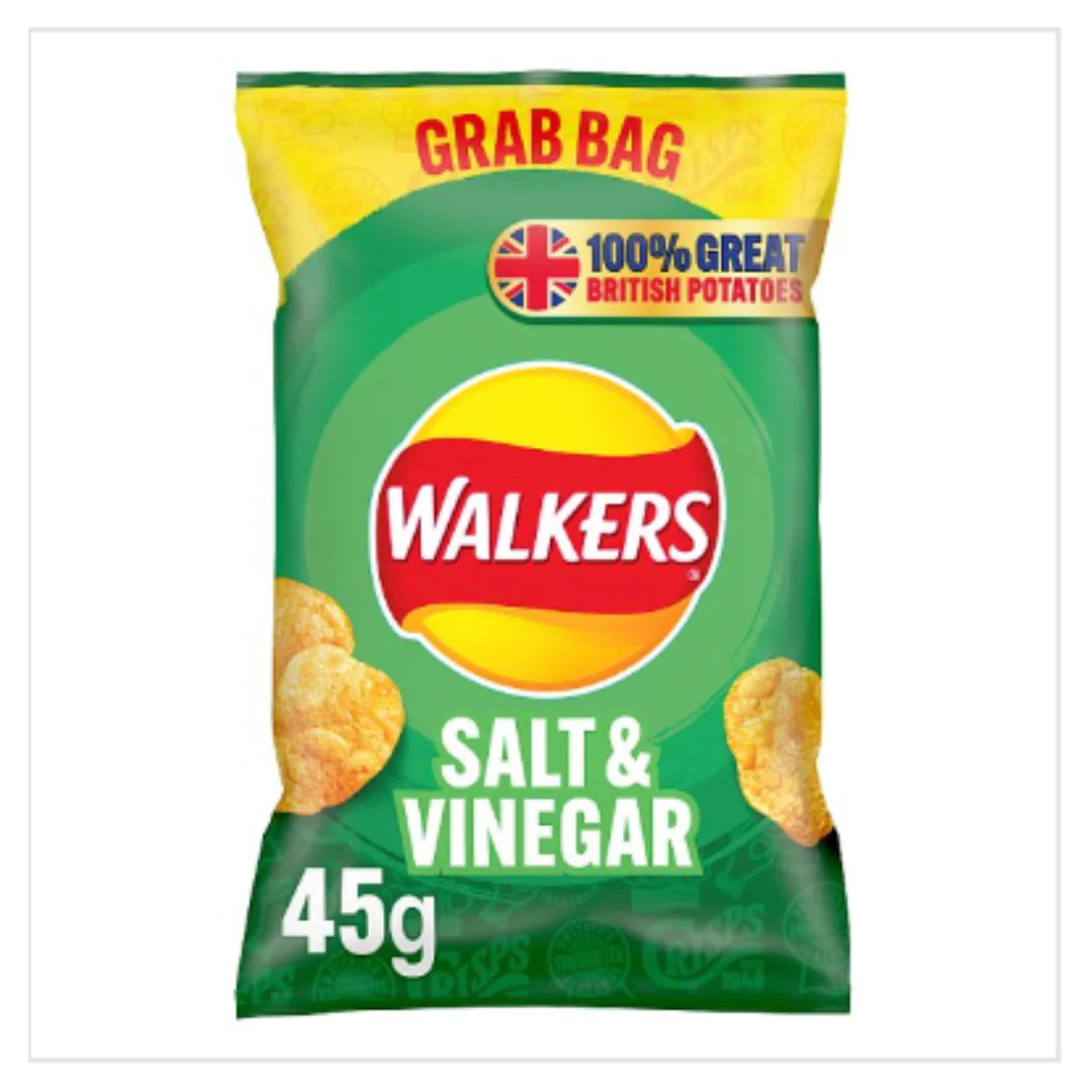 Walkers Salt & Vinegar Crisps 45g x Case of 32
