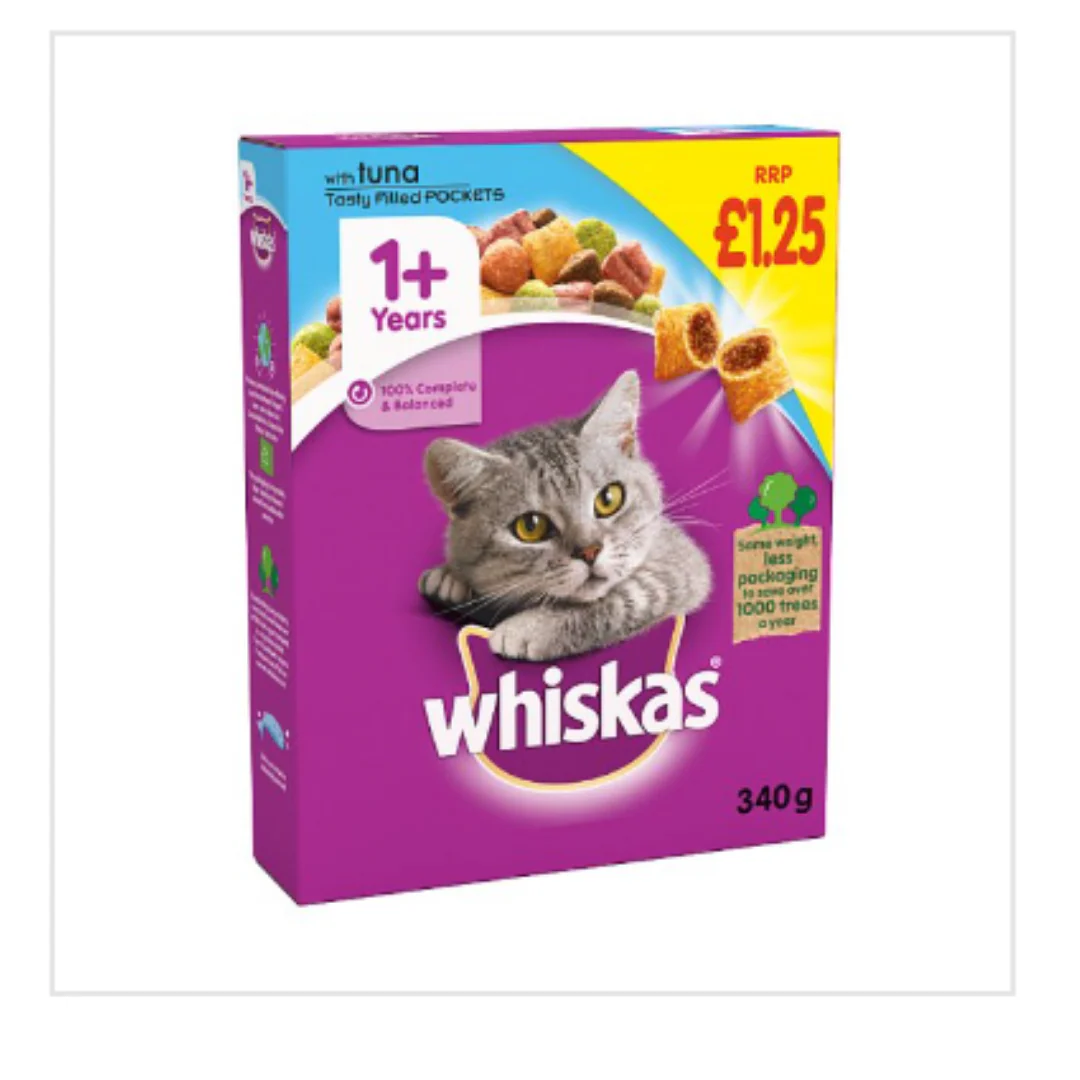Whiskas Adult Complete Dry Cat Food Tuna 340g x Case of 6