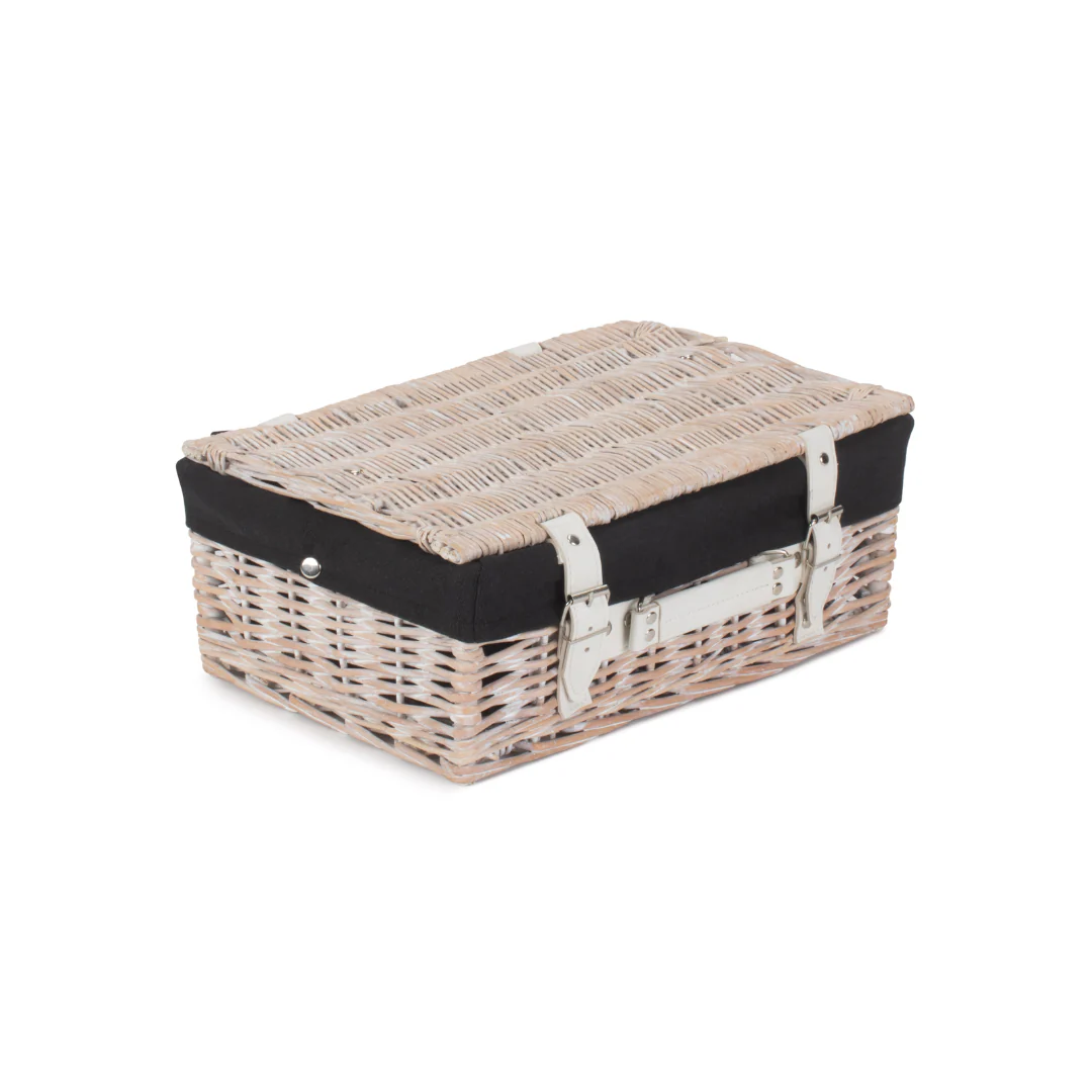 14" White Hamper With Black Lining