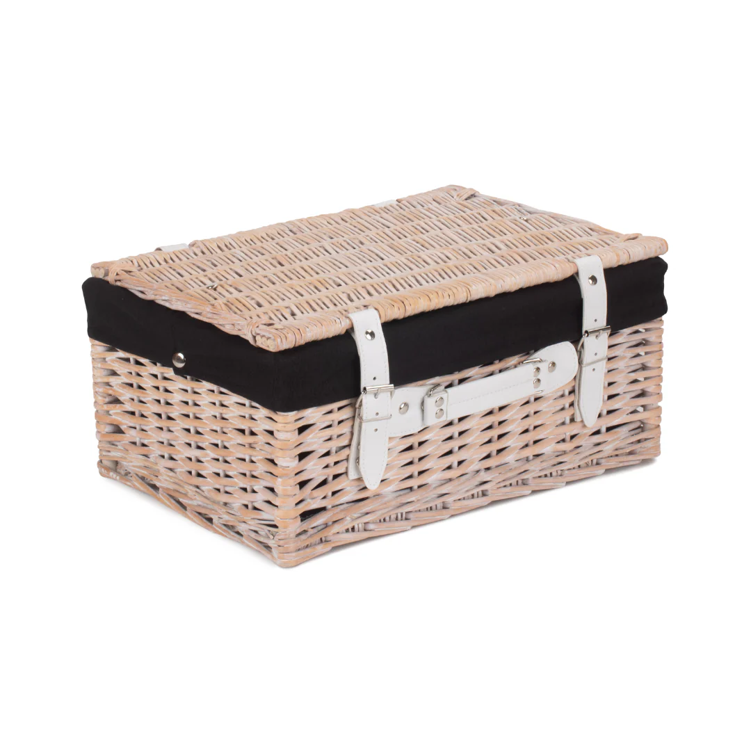 16" White Hamper With Black Lining