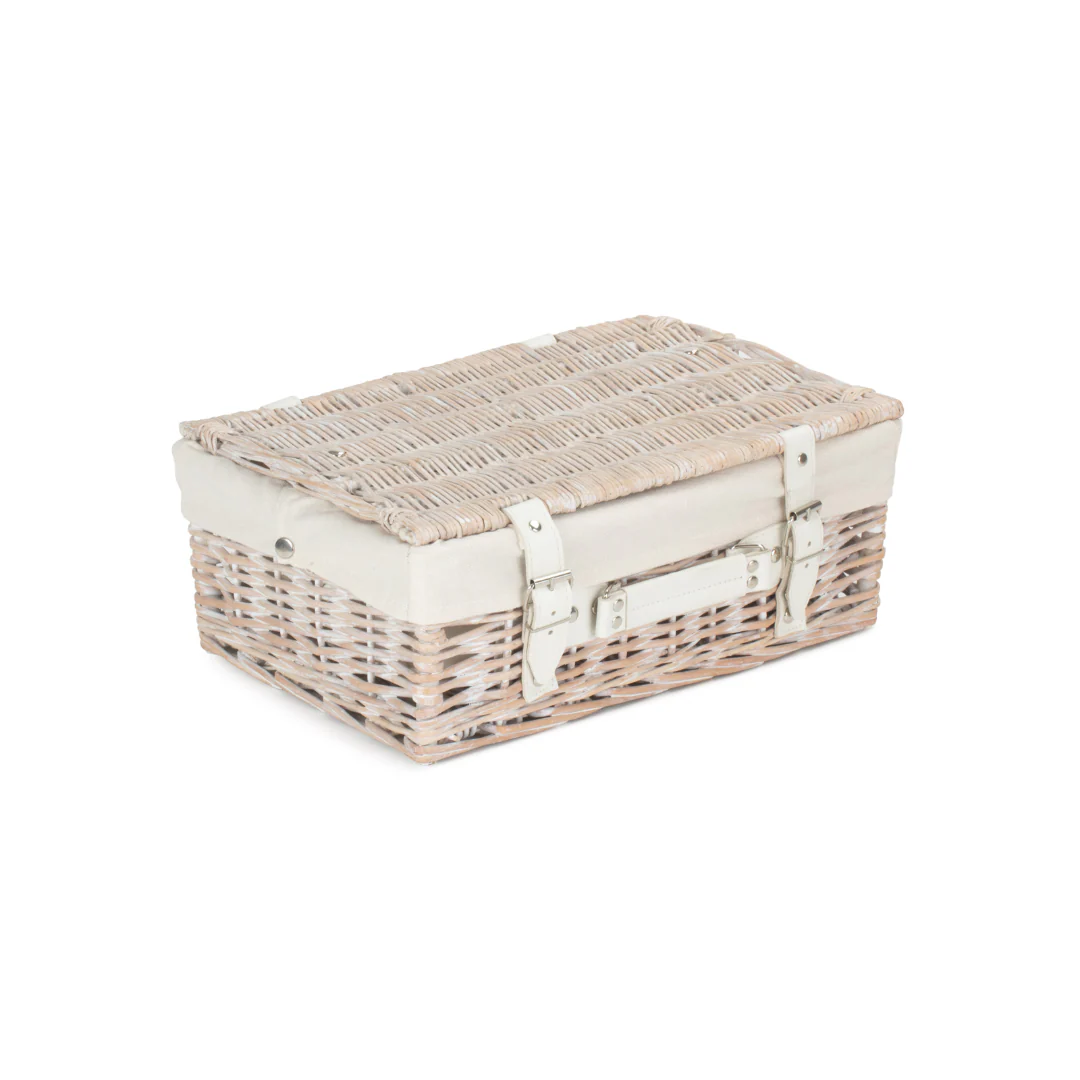 14" White Hamper With White Lining