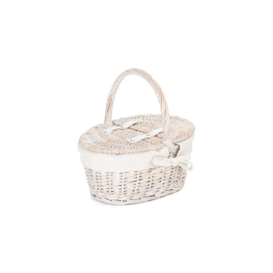 Childs White Wash Lidded Hamper With White Lining
