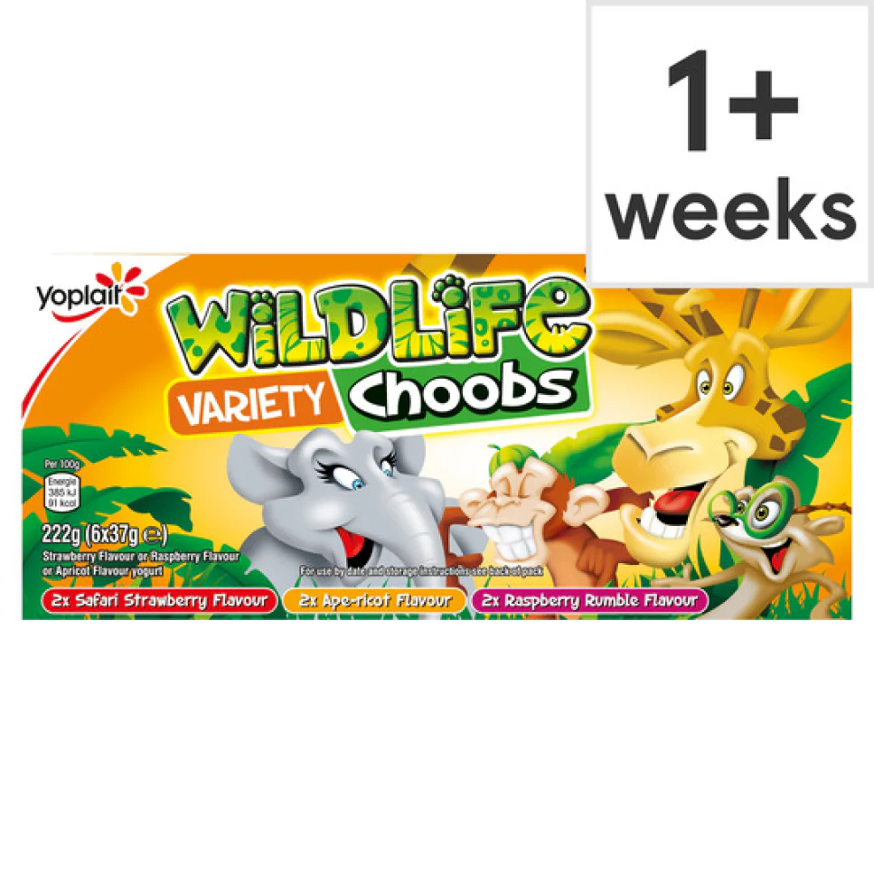 Wildlife Choobs Strawberry Raspberry & Apricot Yogurt 6X37g